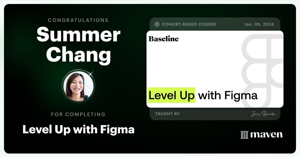 Certificate of Completion for Level Up with Figma