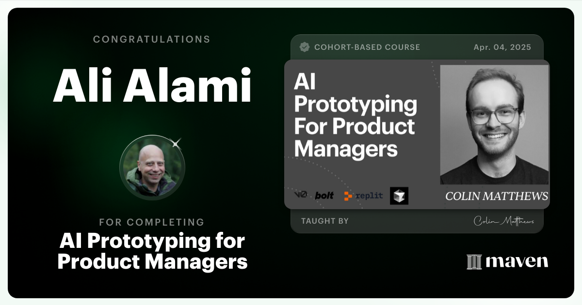 Certificate of Completion for AI Prototyping for Product Managers