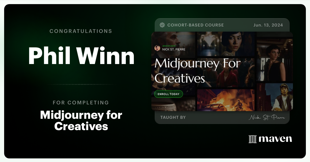 Certificate of Completion for Midjourney for Creatives