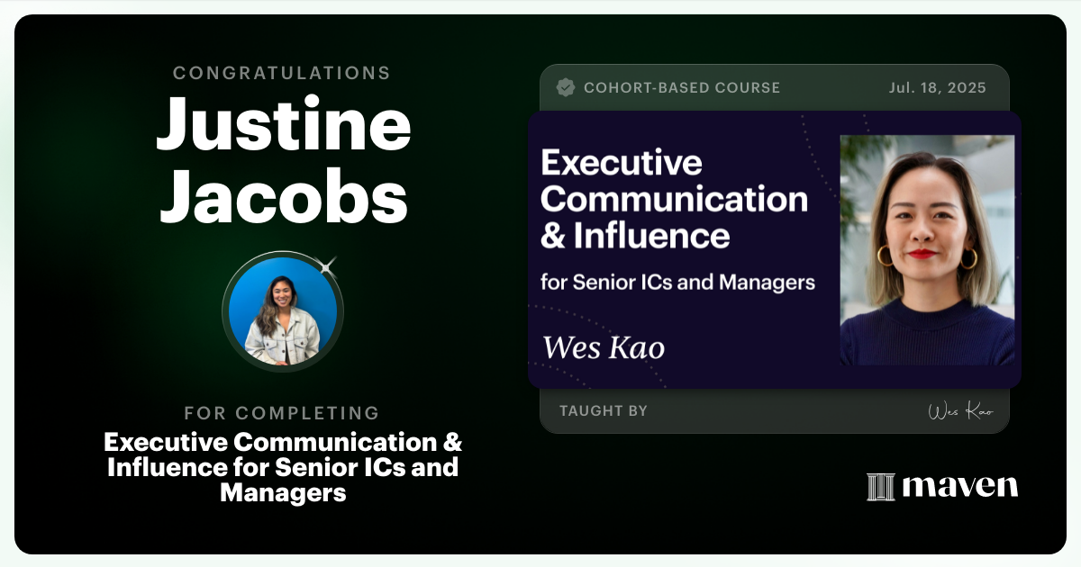 Certificate of Completion for Executive Communication & Influence for Senior ICs and Managers