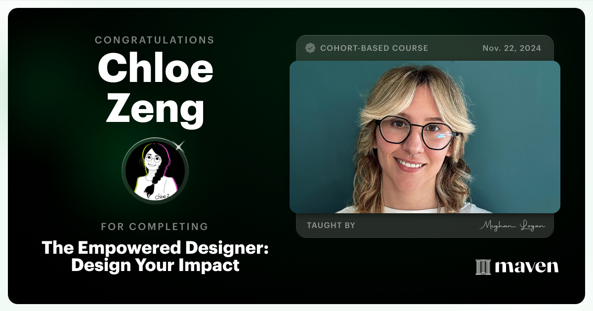 Certificate of Completion for Designing with Big Feelings: Human Skills for Designers Who Care