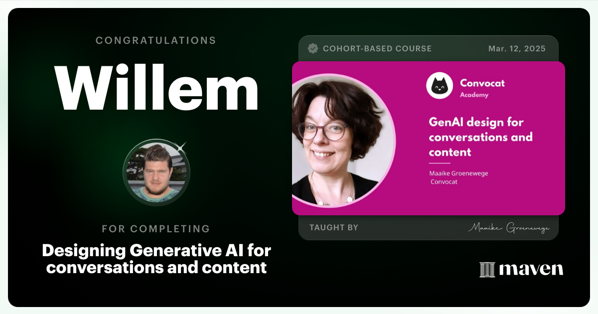 Certificate of Completion for Designing Generative AI for conversations and content