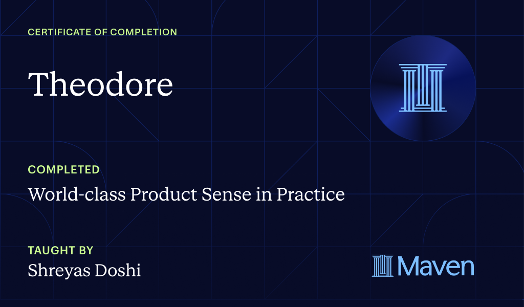 Certificate for World-class Product Sense in Practice