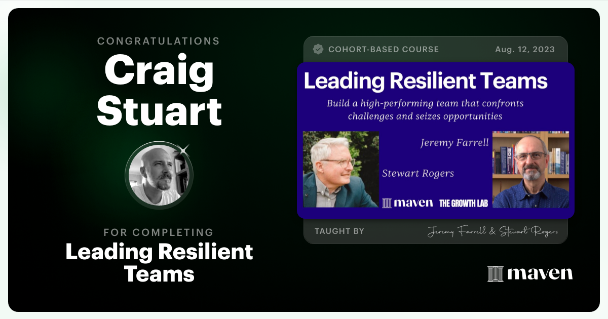 Certificate of Completion for How to Build and Lead Resilient Teams