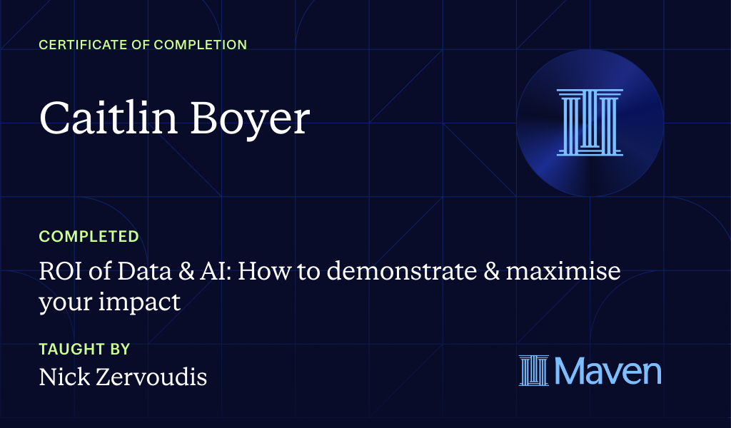 Certificate for ROI of Data & AI: How to demonstrate & maximise your impact