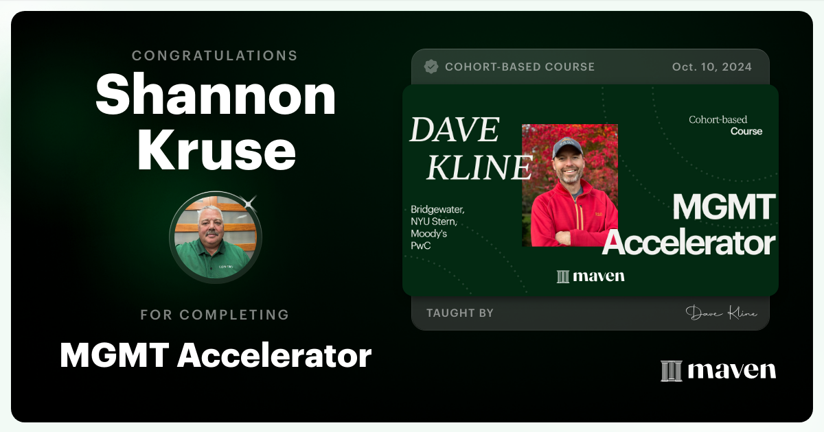 Certificate of Completion for MGMT Accelerator: AI-Enhanced Leadership