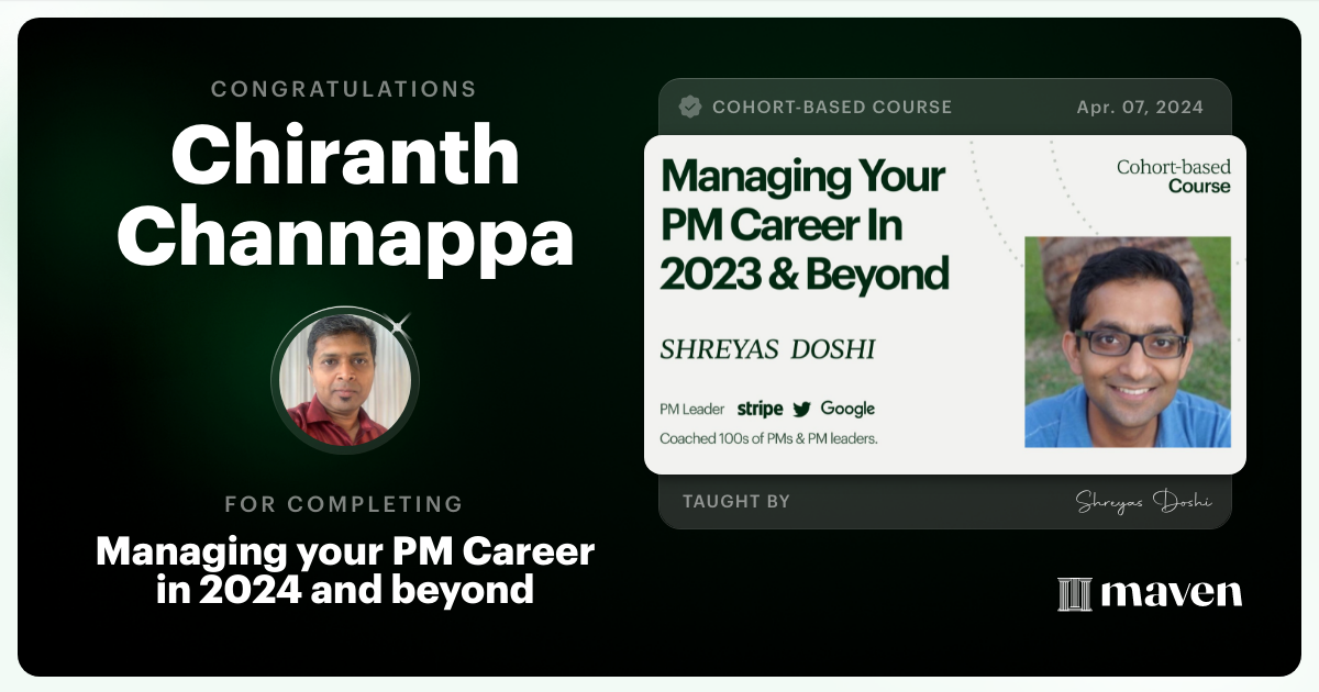 Certificate of Completion for Managing your PM Career in 2025 and beyond