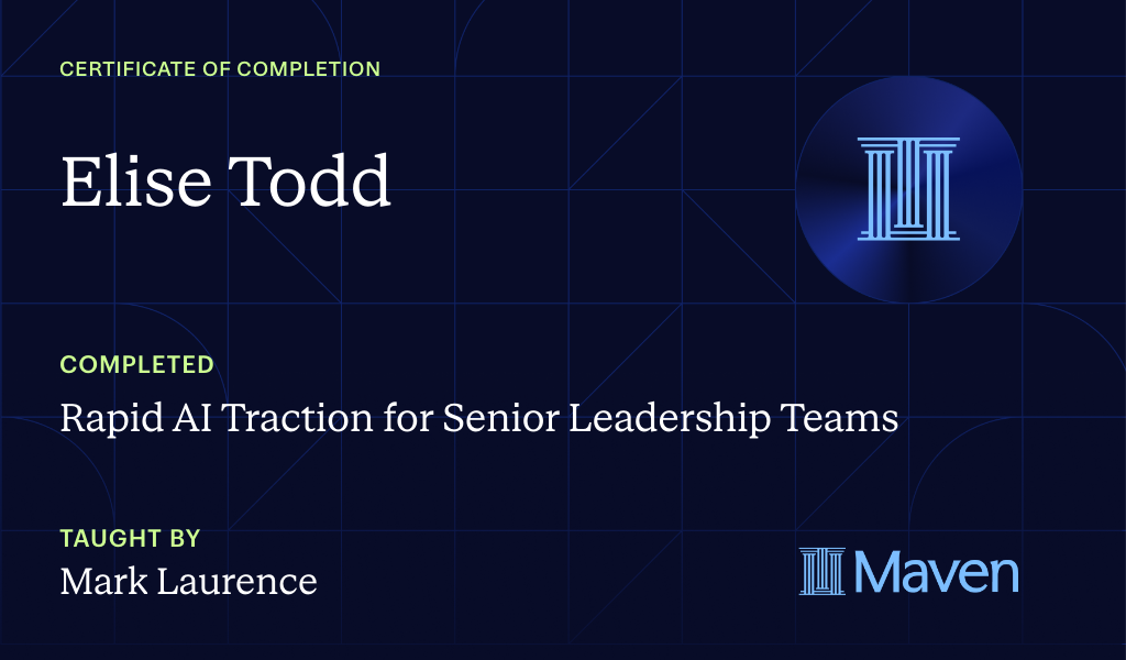 Certificate for Rapid AI Traction for Senior Leadership Teams