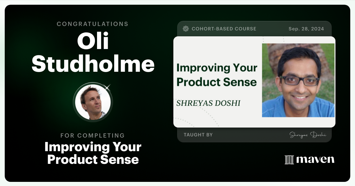 Certificate of Completion for World-class Product Sense in Practice