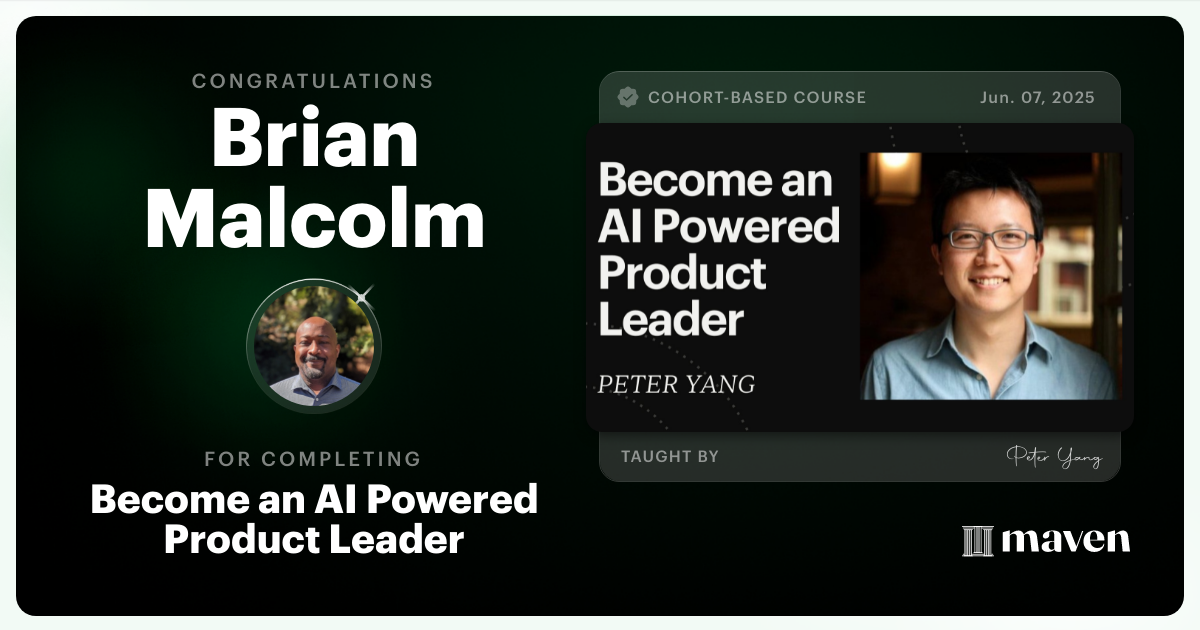 Certificate of Completion for Become an AI Powered Product Leader