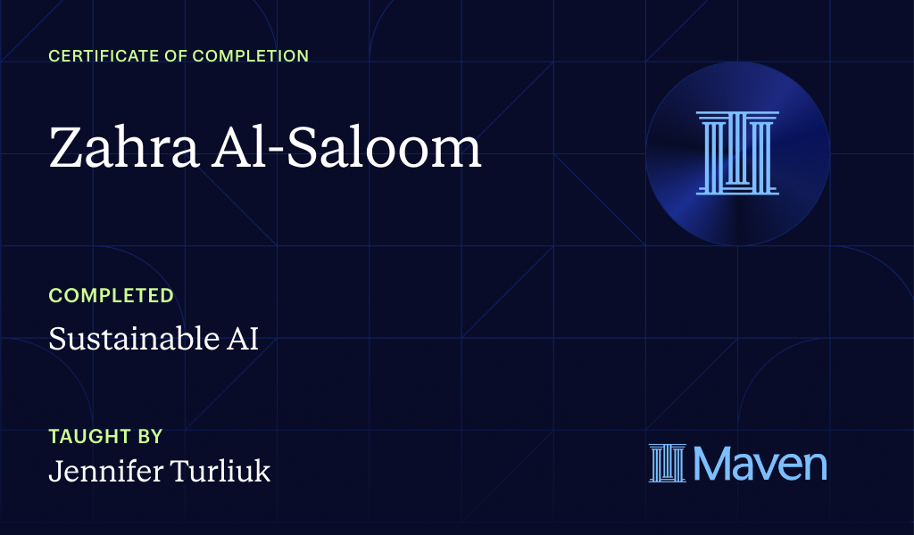 Certificate for Sustainable AI