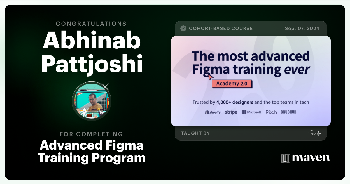 Certificate of Completion for Advanced Figma Training Program