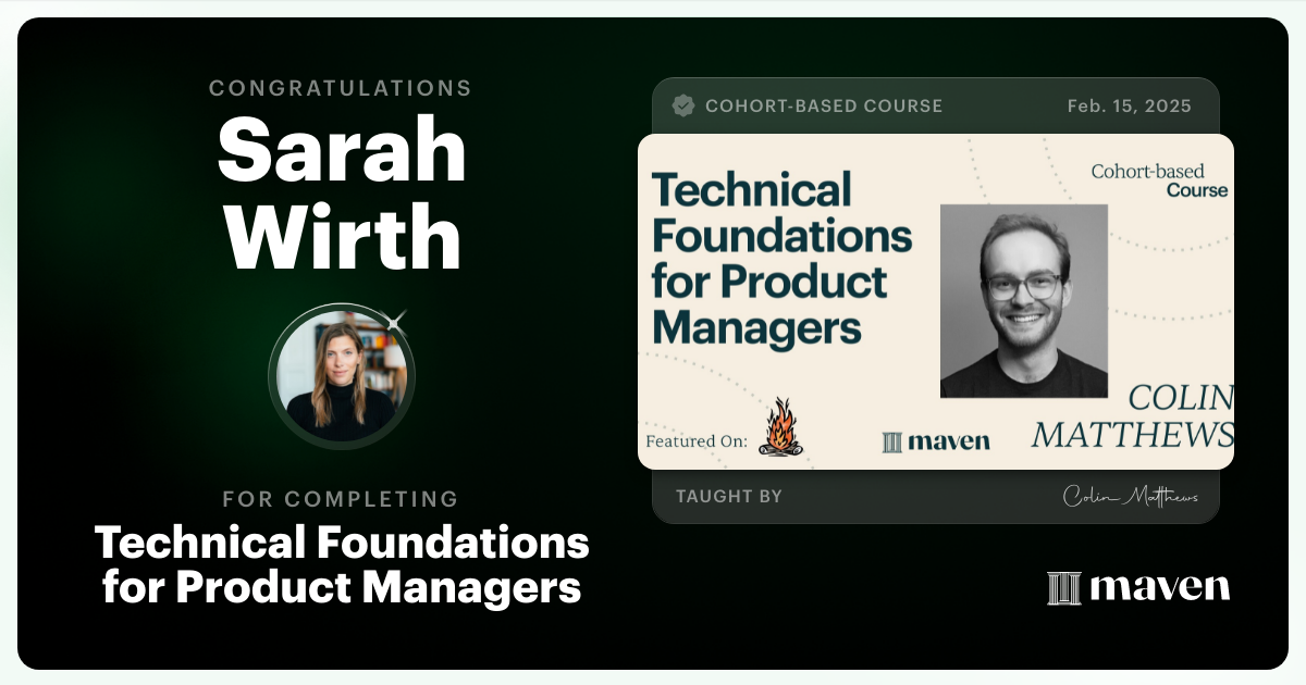 Certificate of Completion for Technical Foundations for Product Managers