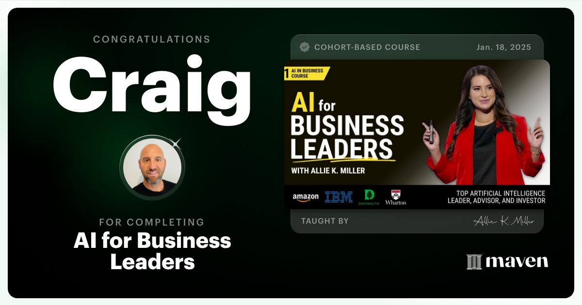Certificate of Completion for AI for Business Leaders