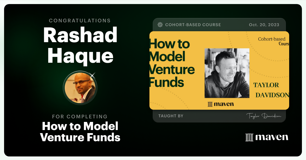 Certificate of Completion for How to Model Venture Funds