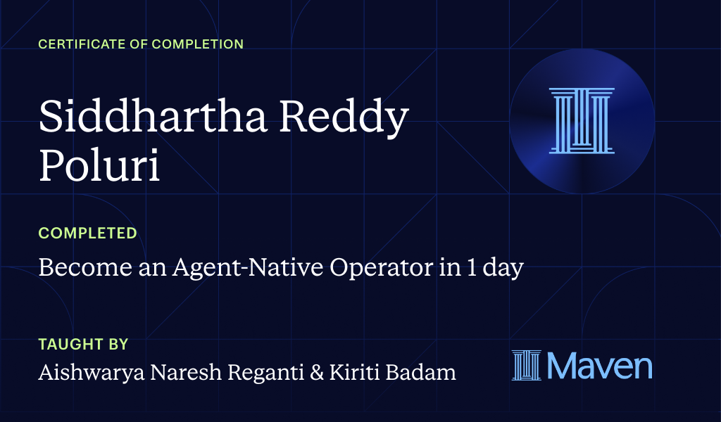 Certificate for Become an Agent-Native Operator in 1 day