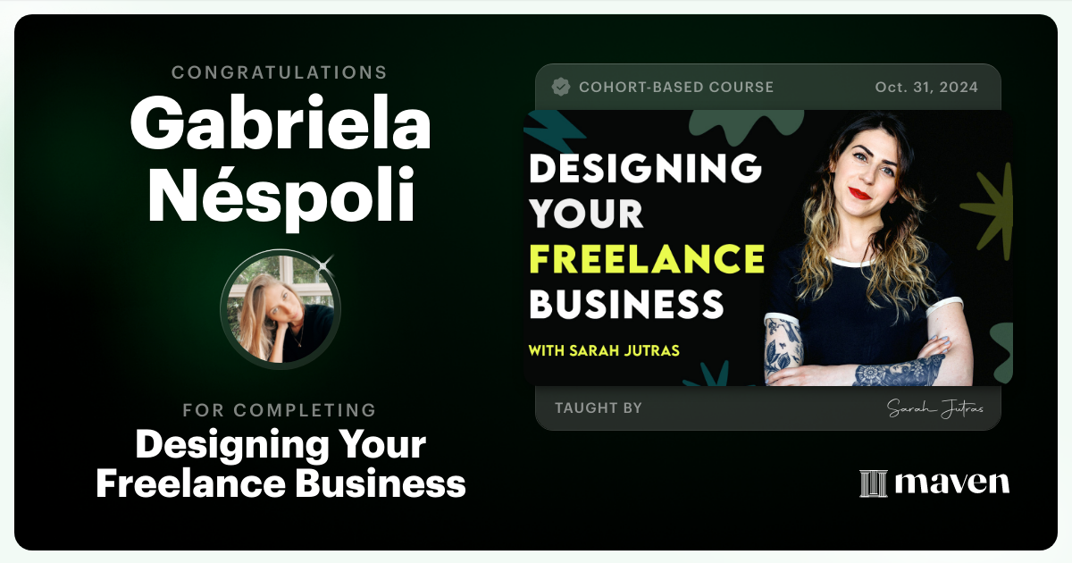 Certificate of Completion for Designing Your Freelance Business