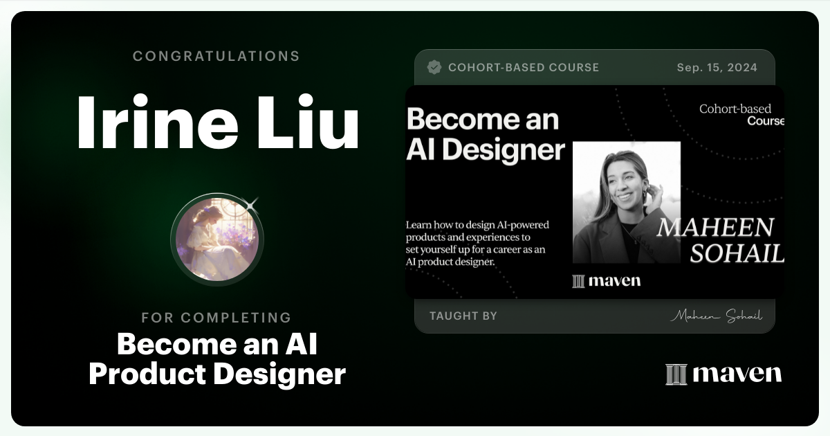 Certificate of Completion for Become an AI Product Designer