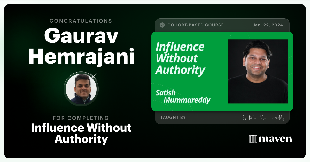 Certificate of Completion for Influence Without Authority