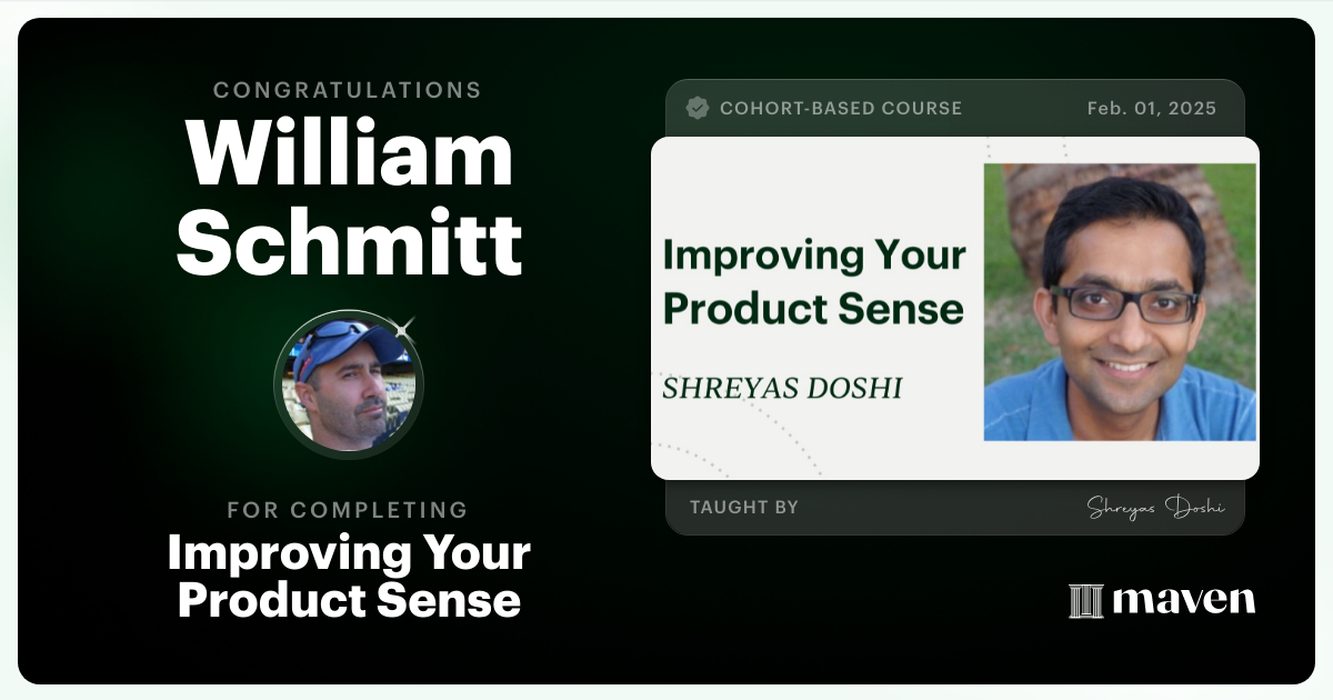 Certificate of Completion for World-class Product Sense in Practice