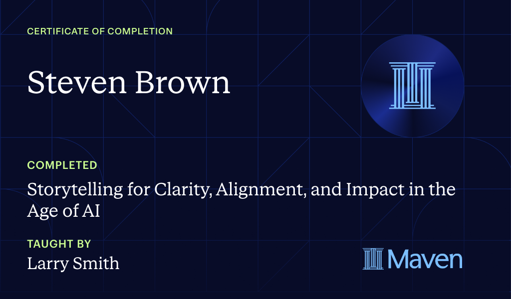 Certificate for Storytelling for Clarity, Alignment, and Impact in the Age of AI