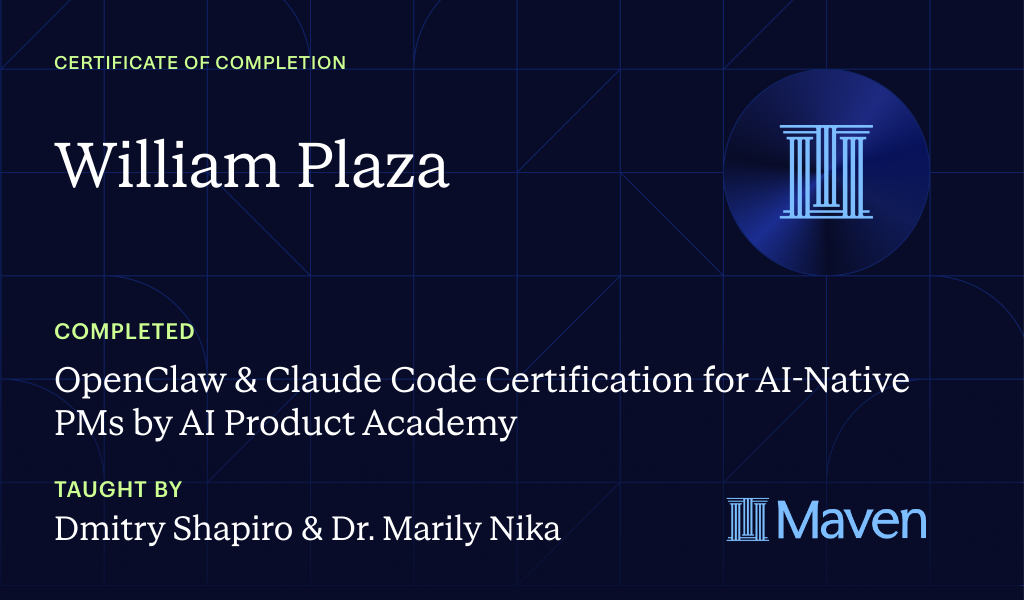 Certificate for OpenClaw & Claude Code Certification for AI-Native PMs by AI Product Academy