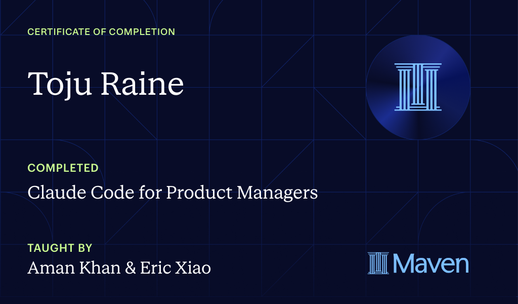 Certificate for Claude Code for Product Managers