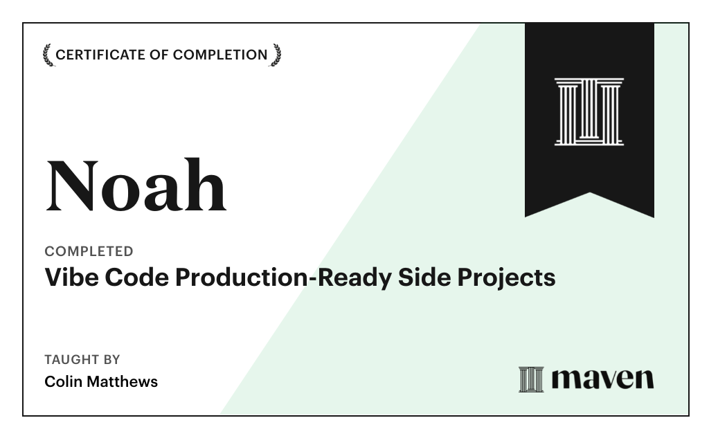 Certificate for Vibe Code Production-Ready Side Projects