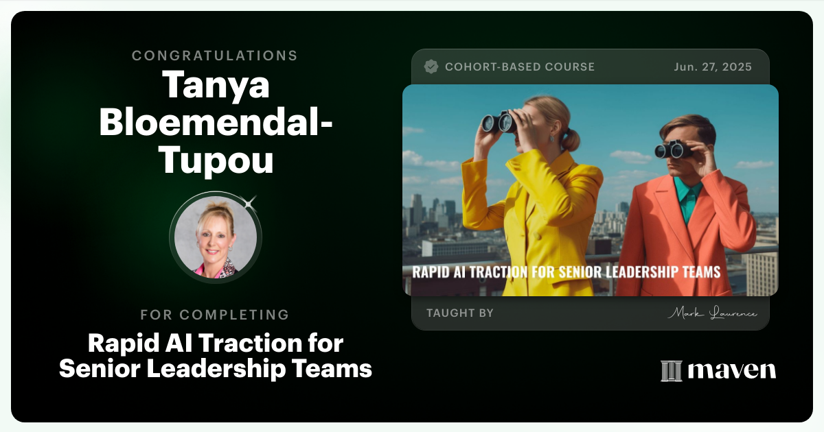 Certificate of Completion for Rapid AI Traction for Senior Leadership Teams