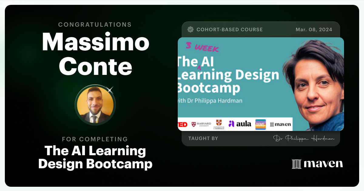 Certificate of Completion for The AI Bootcamp for L&D
