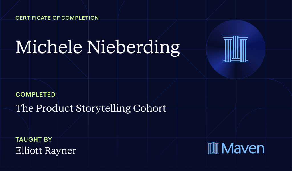 Certificate for The Product Storytelling Cohort