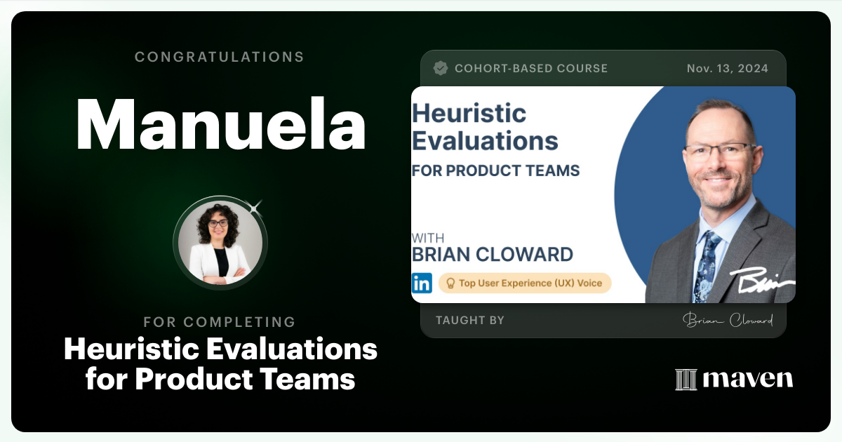 Certificate of Completion for Heuristic Evaluations for Product Teams