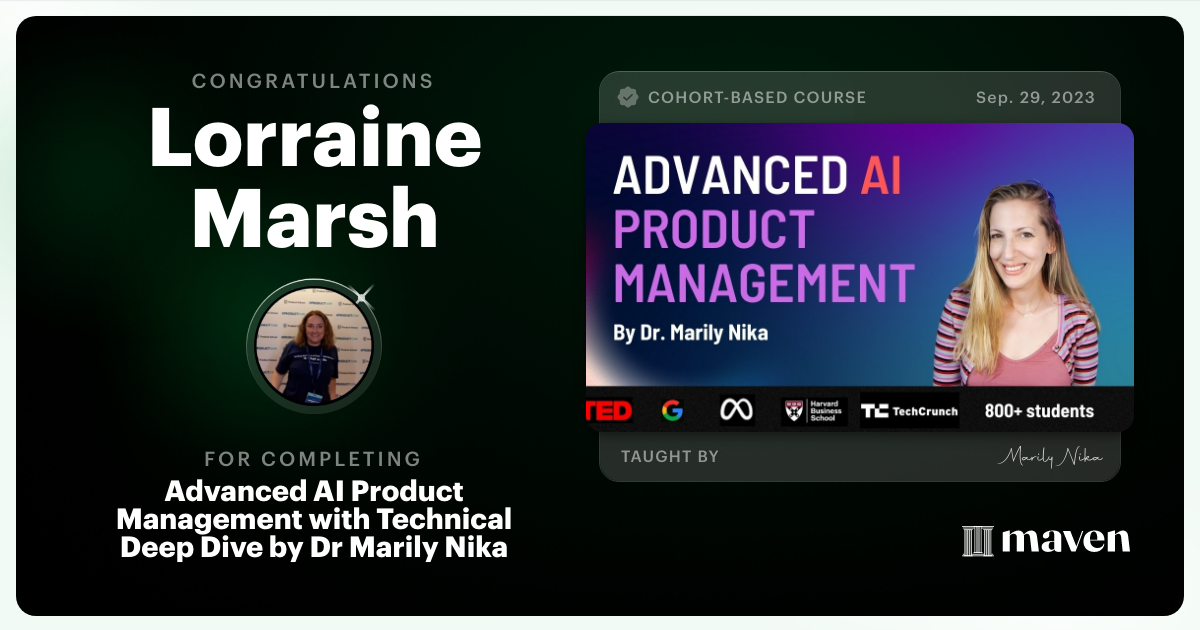 Certificate of Completion for Advanced AI Product Leadership Certification