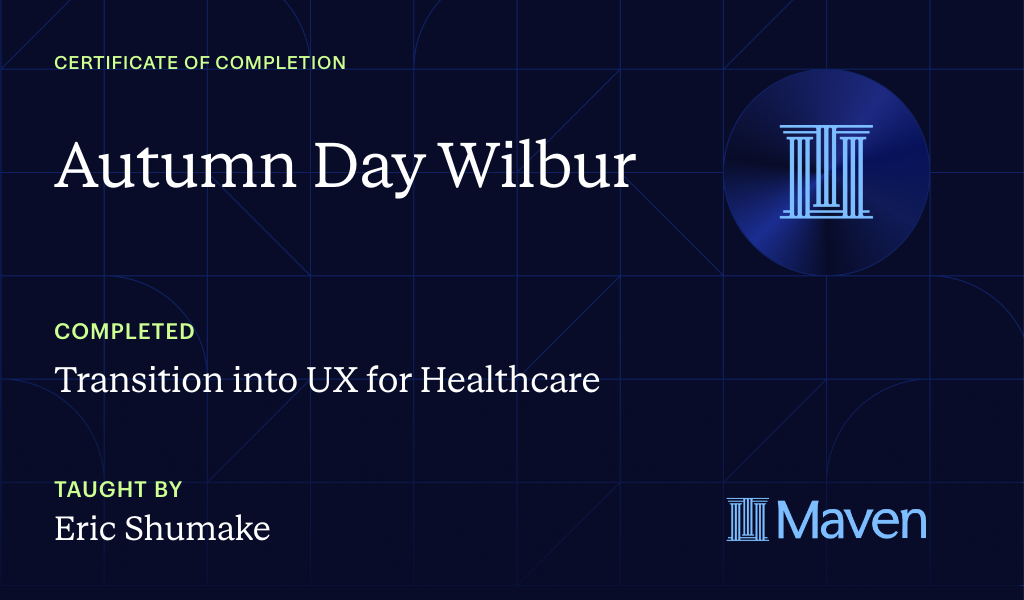 Certificate for Transition into UX for Healthcare