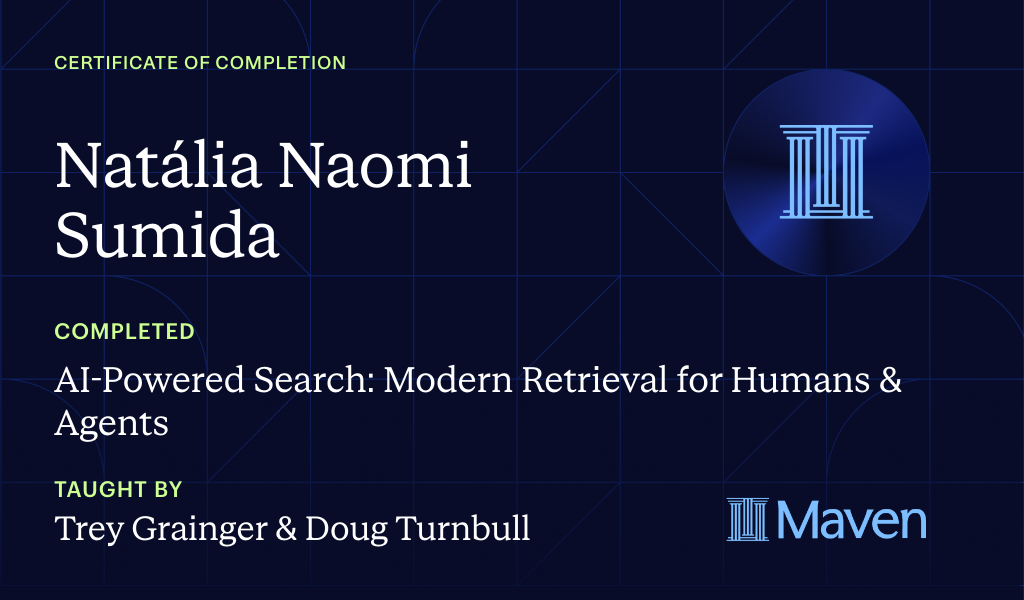 Certificate for AI-Powered Search: Modern Retrieval for Humans & Agents