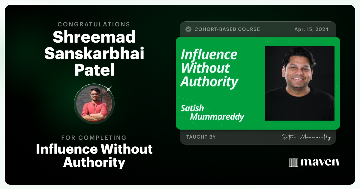 Certificate of Completion for Influence Without Authority