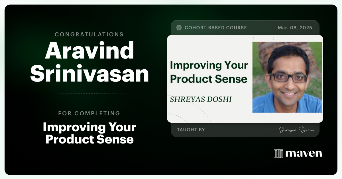 Certificate of Completion for World-class Product Sense in Practice