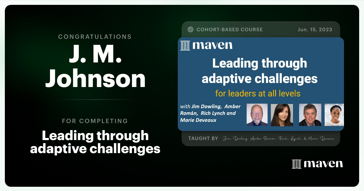 Certificate of Completion for Lead Teams Through Adaptive Challenges