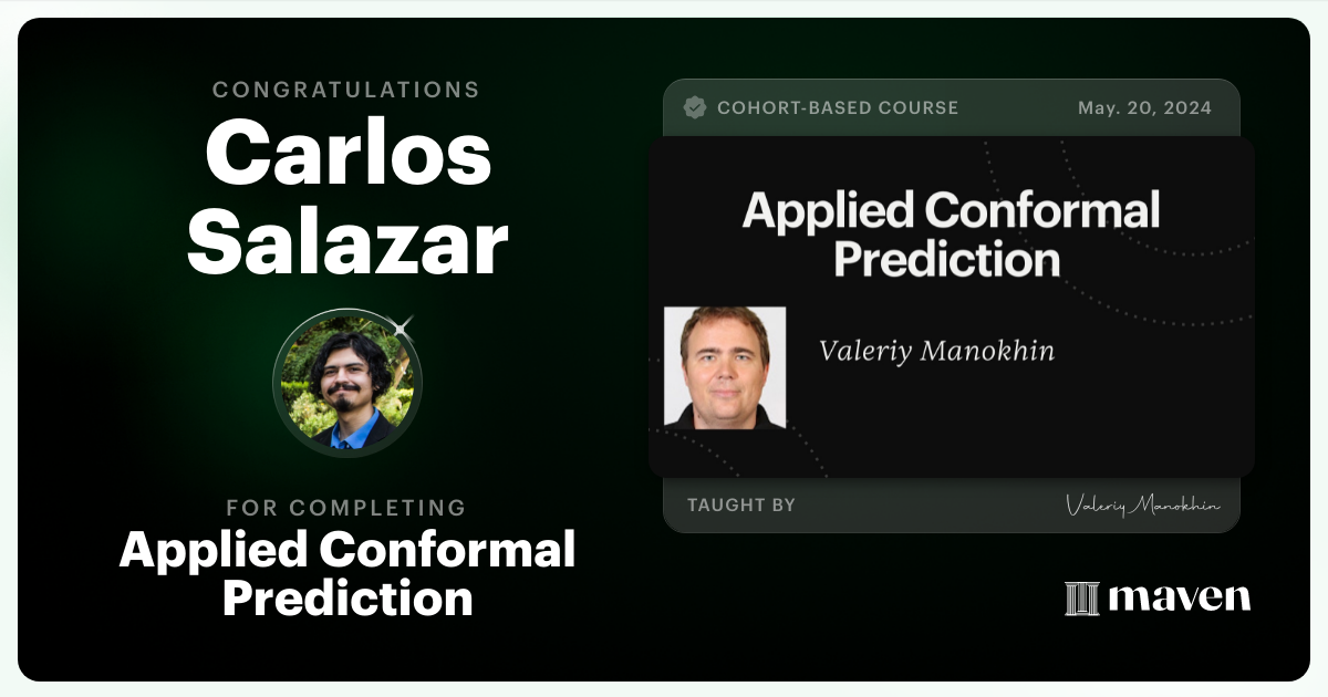 Certificate of Completion for Applied Conformal Prediction