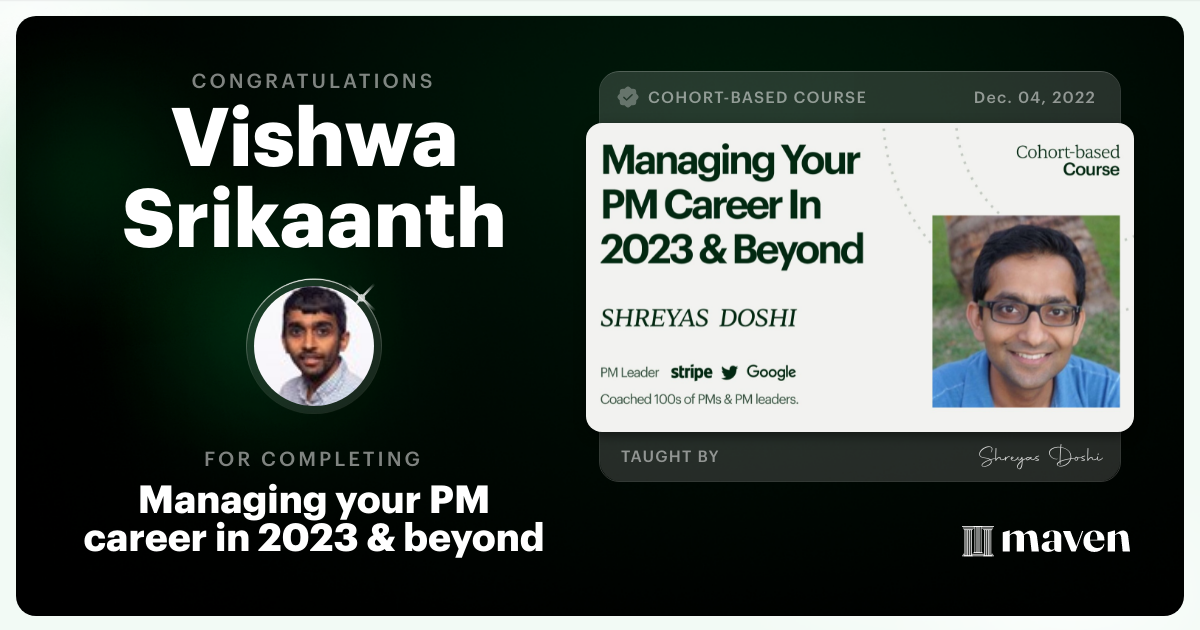 Certificate of Completion for Managing your PM Career in 2025 and beyond
