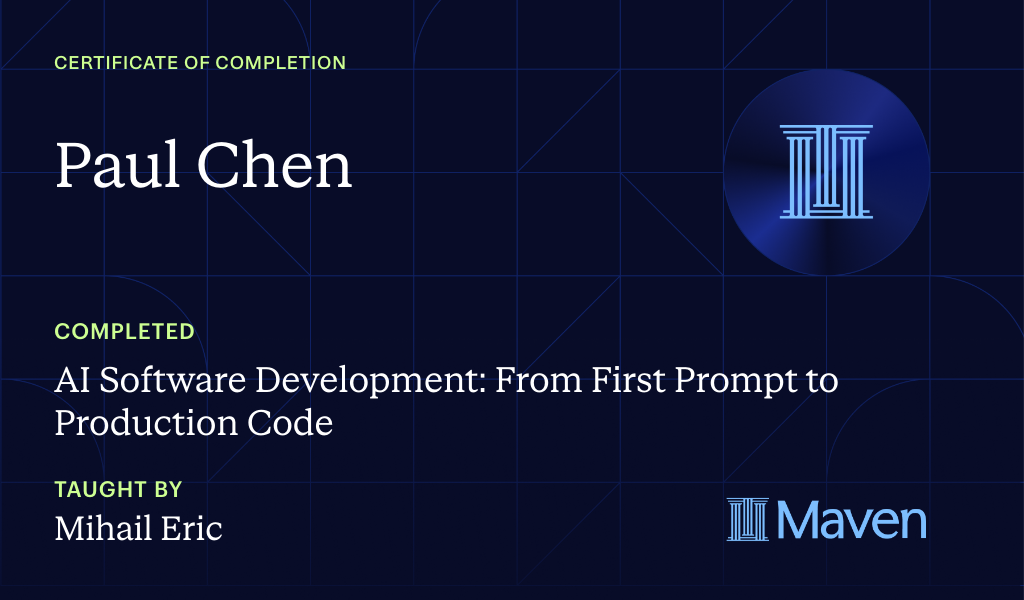 Certificate for AI Software Development: From First Prompt to Production Code