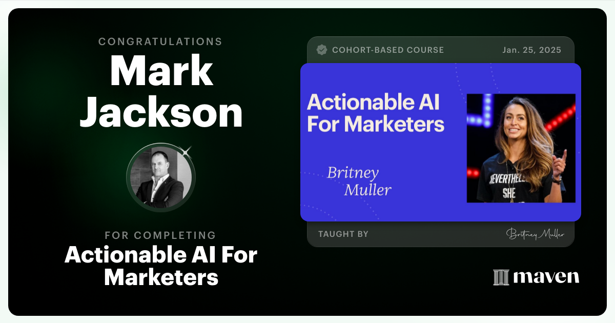 Certificate of Completion for Actionable AI For Marketers