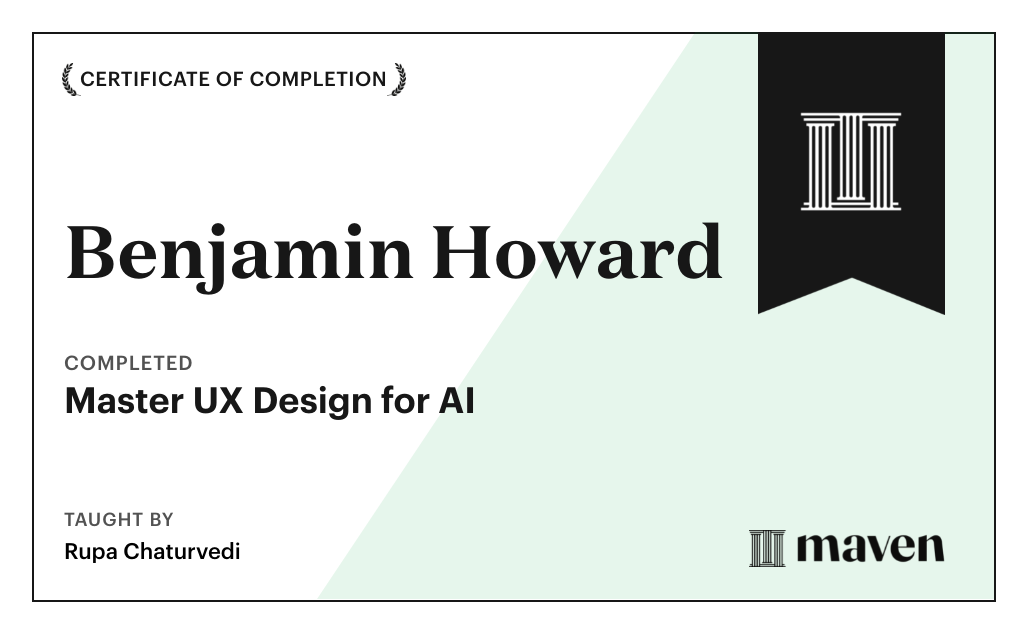 Certificate for Master UX Design for AI
