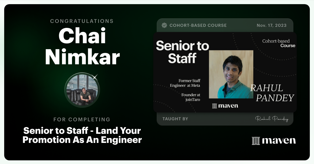 Certificate of Completion for Senior to Staff - Land Your Promotion As An Engineer