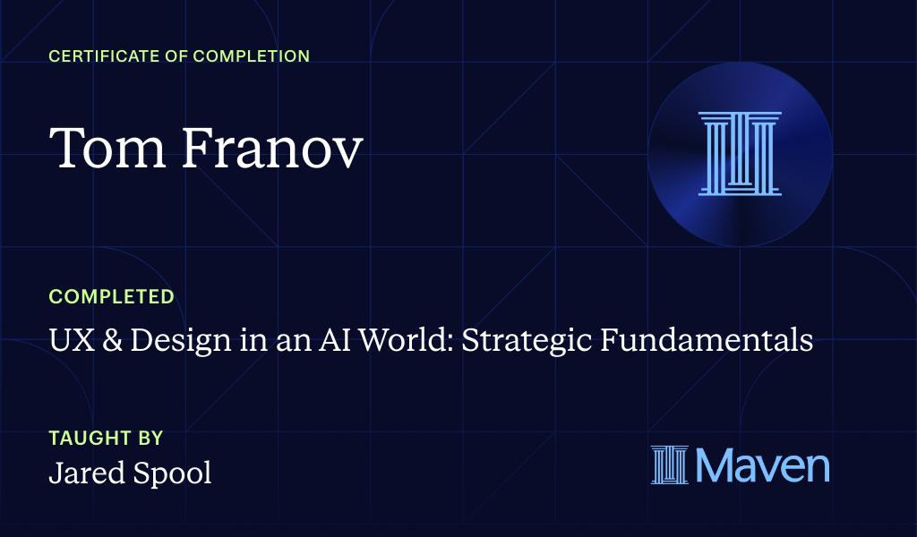 Certificate for UX & Design for Today's AI Functionality