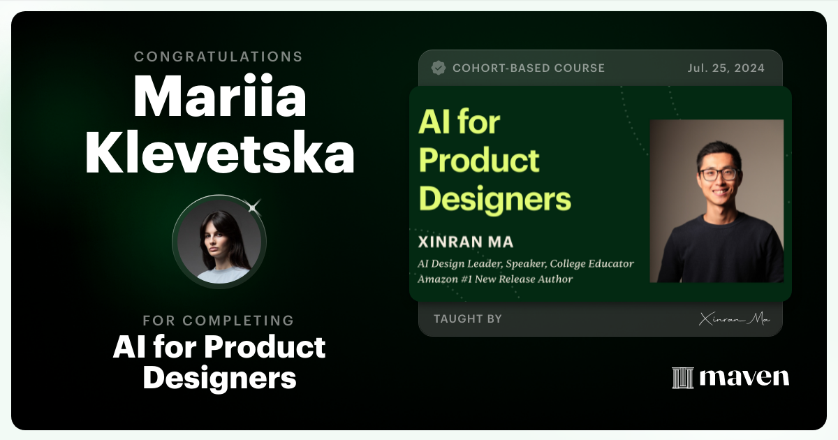 Certificate of Completion for AI for Product Designers