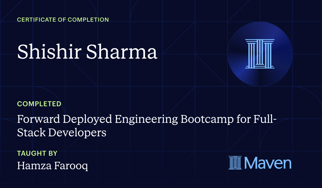 Certificate for Forward Deployed Engineering Bootcamp