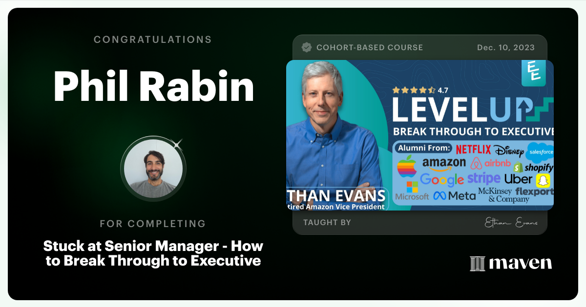 Certificate of Completion for Beyond Senior Manager - Break Through to Strategic Executive