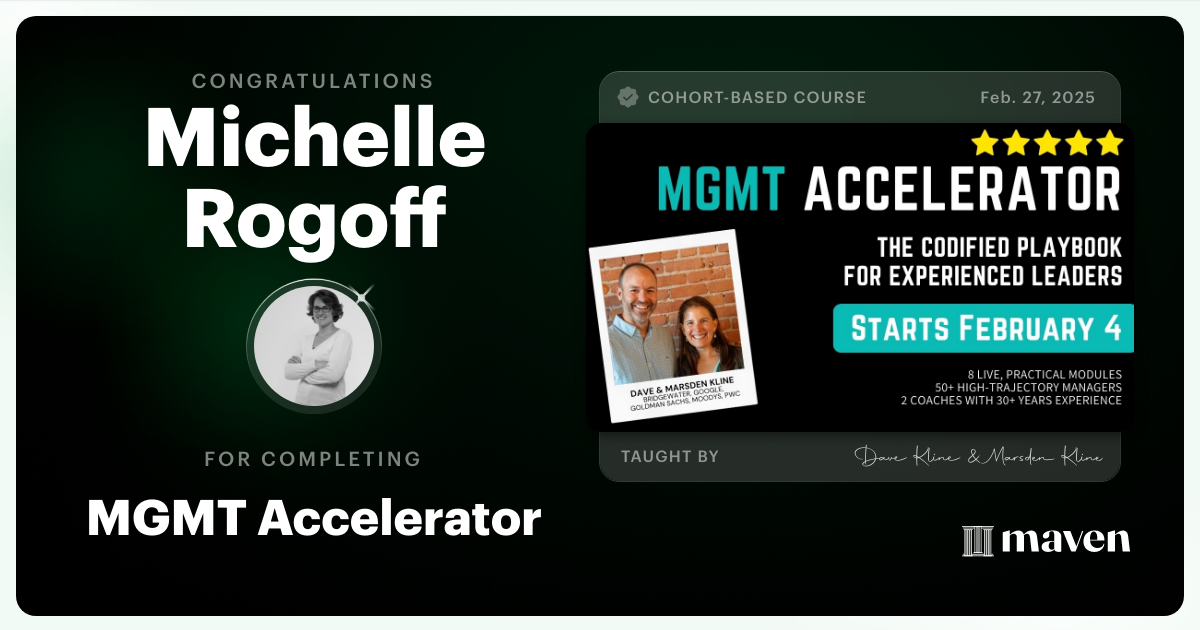 Certificate of Completion for MGMT Accelerator: AI-Enhanced Leadership