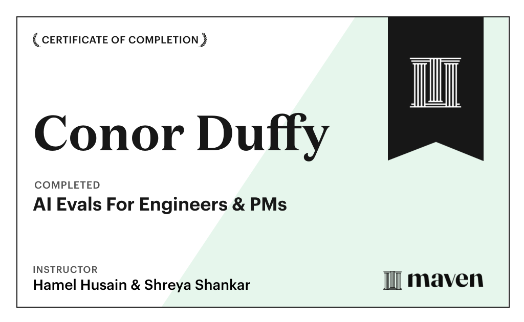 Certificate for AI Evals For Engineers & PMs